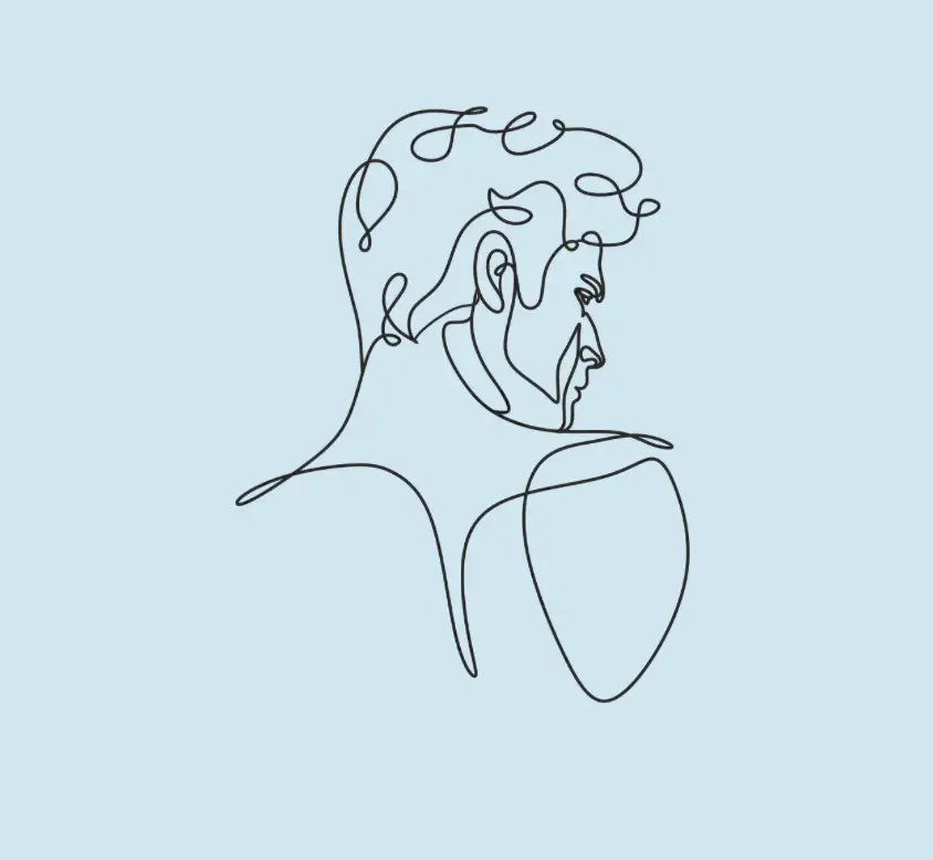 Single line drawing of a man